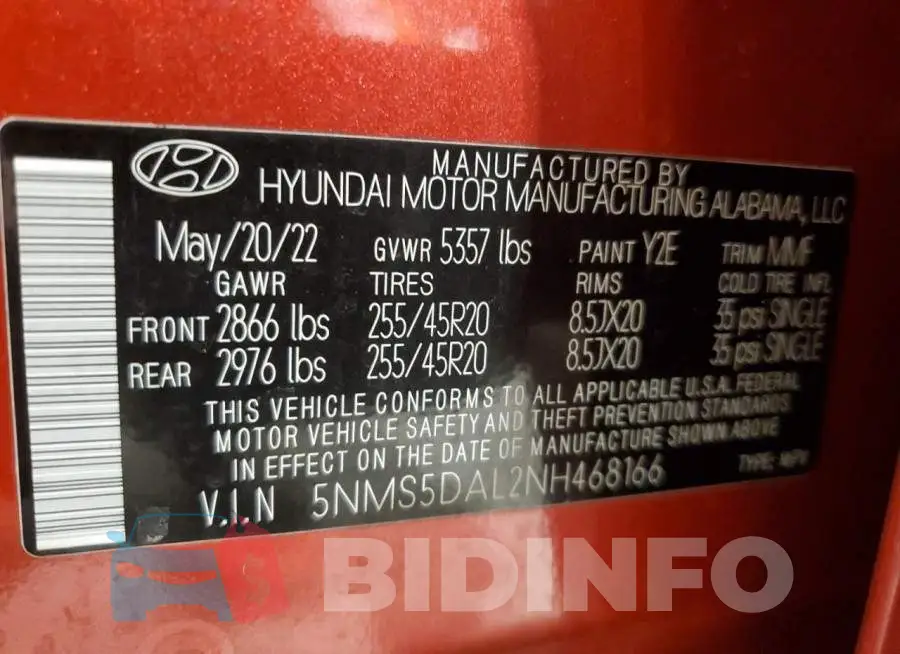 5NMS5DAL2NH468166 Photo# 13