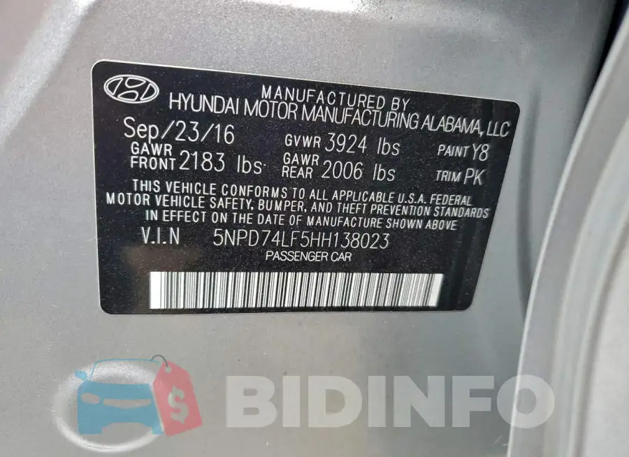 5NPD74LF5HH138023 Photo# 12