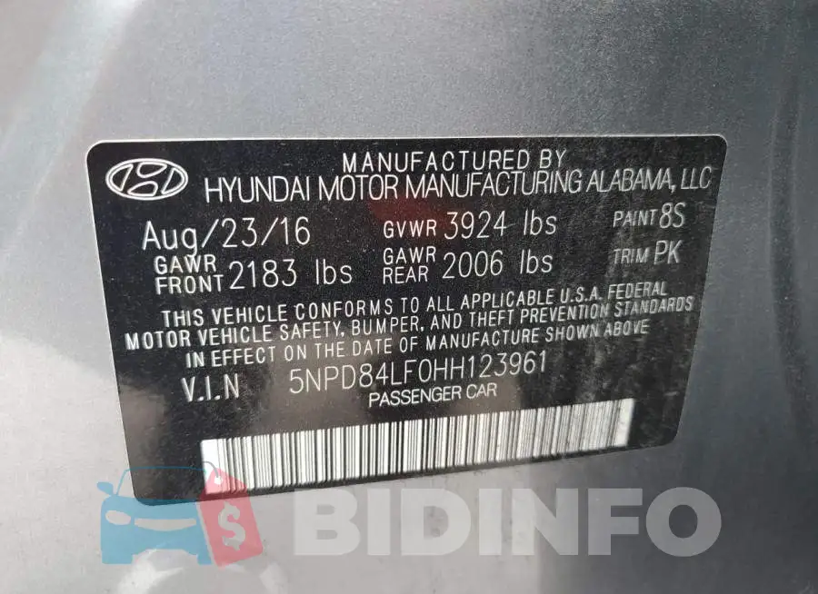 5NPD84LF0HH123961 Photo# 12