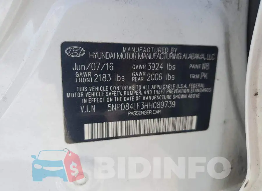 5NPD84LF3HH089739 Photo# 12