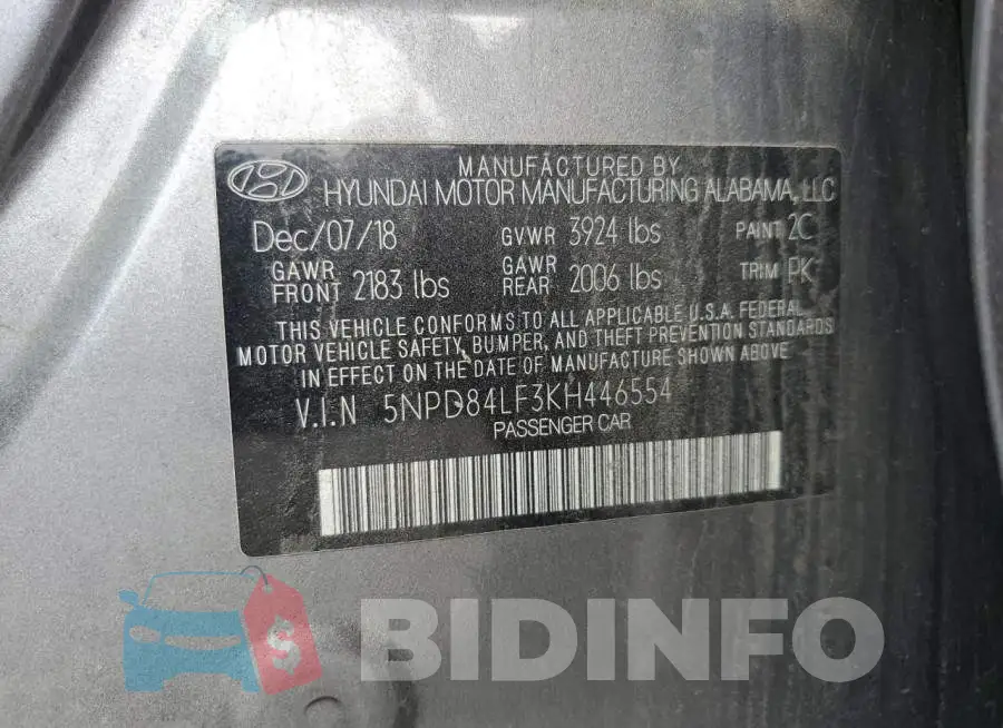 5NPD84LF3KH446554 Photo# 12