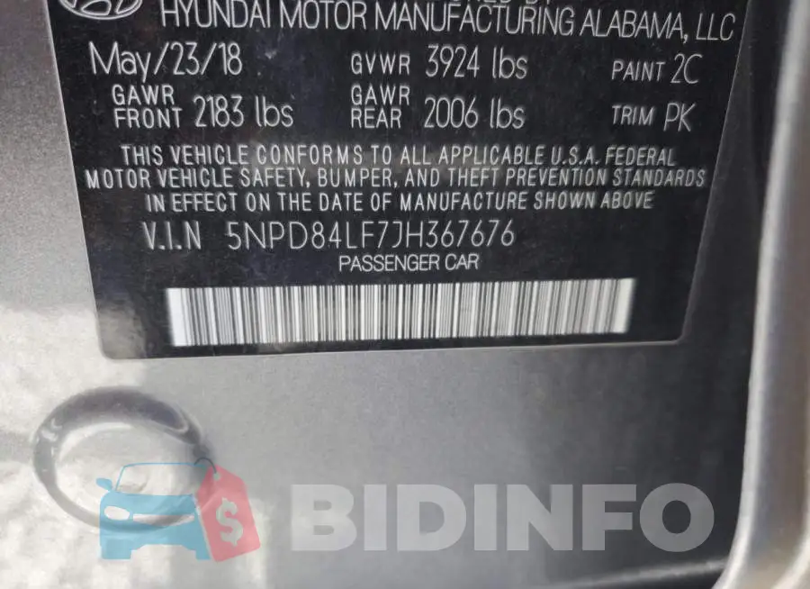 5NPD84LF7JH367676 Photo# 13