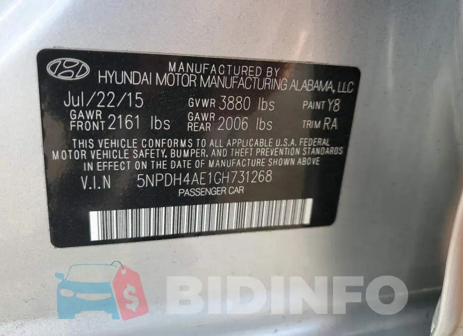 5NPDH4AE1GH731268 Photo# 12