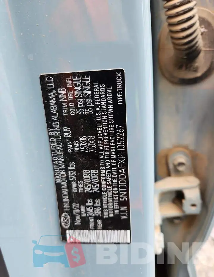 5NTJDDAFXPH052267 Photo# 13