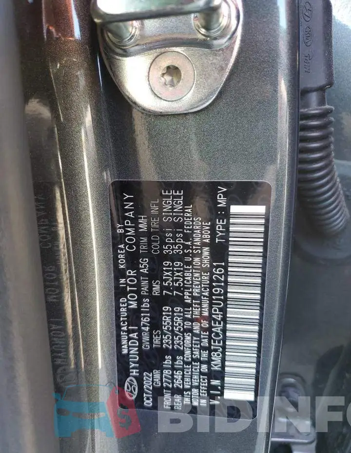 KM8JECAE4PU191261 Photo# 13