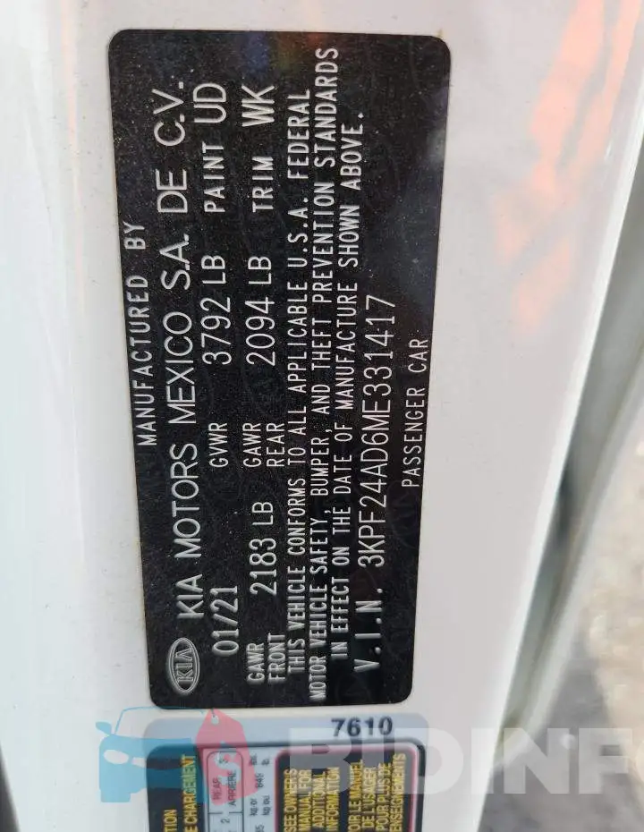 3KPF24AD6ME331417 Photo# 13