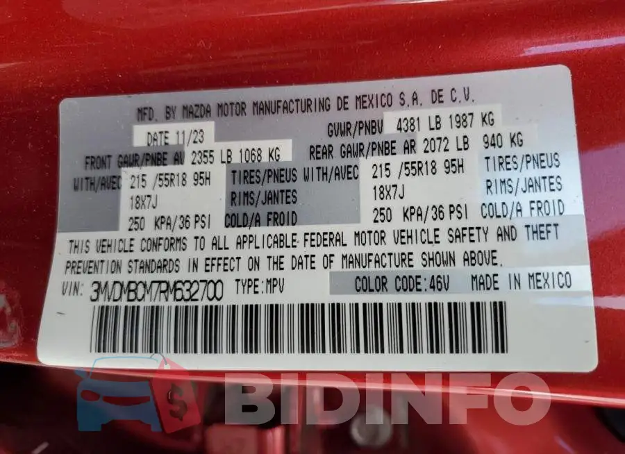 3MVDMBCM7RM632700 Photo# 12