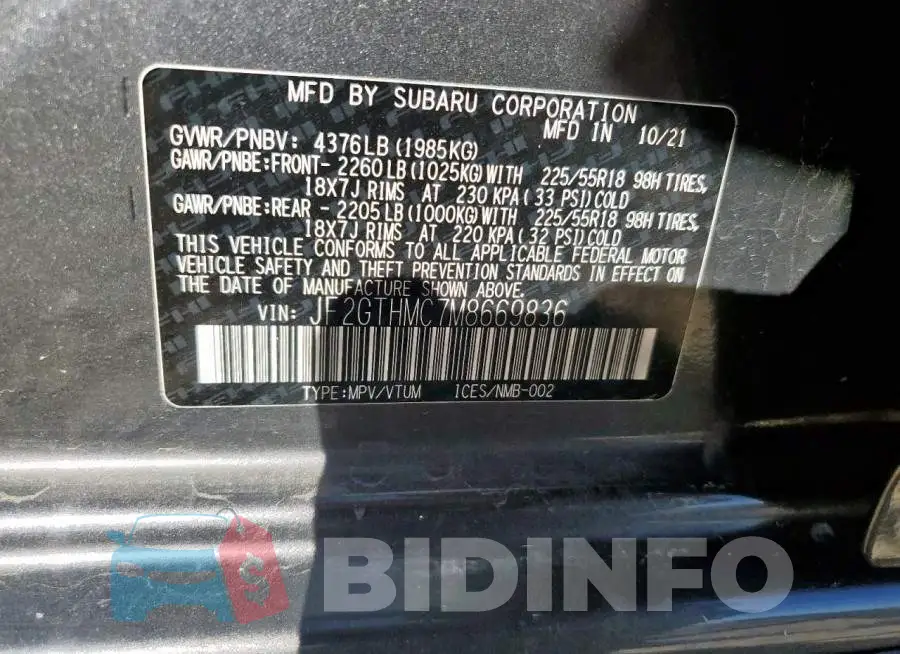JF2GTHMC7M8669836 Photo# 13