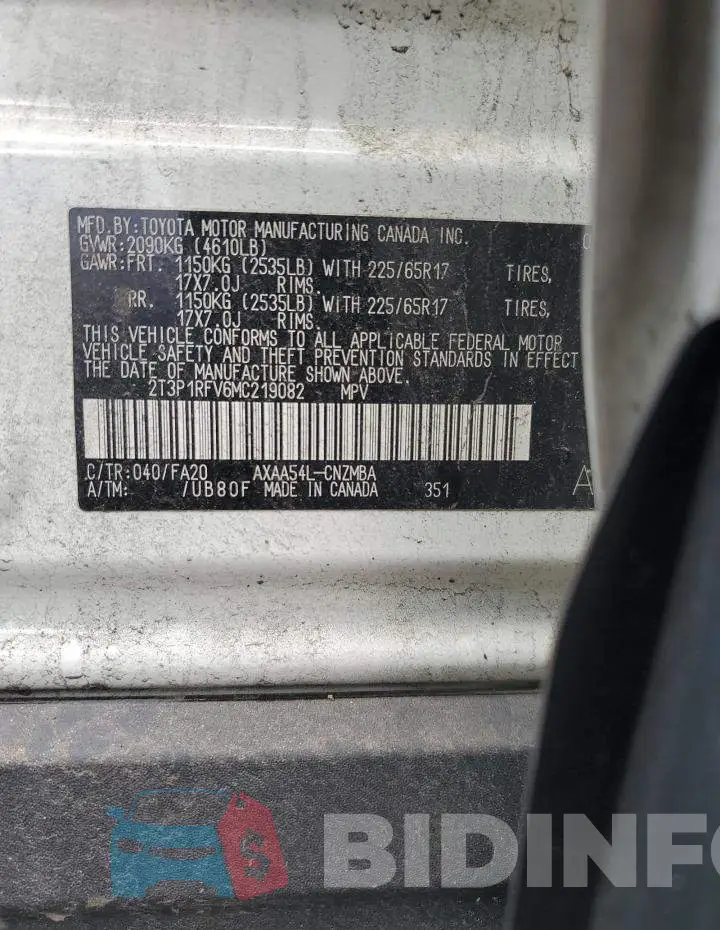 2T3P1RFV6MC219082 Photo# 13