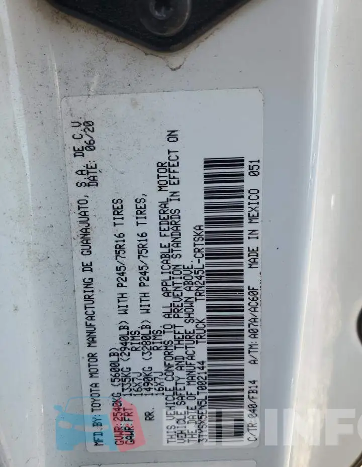 3TYSX5EN5LT002144 Photo# 12