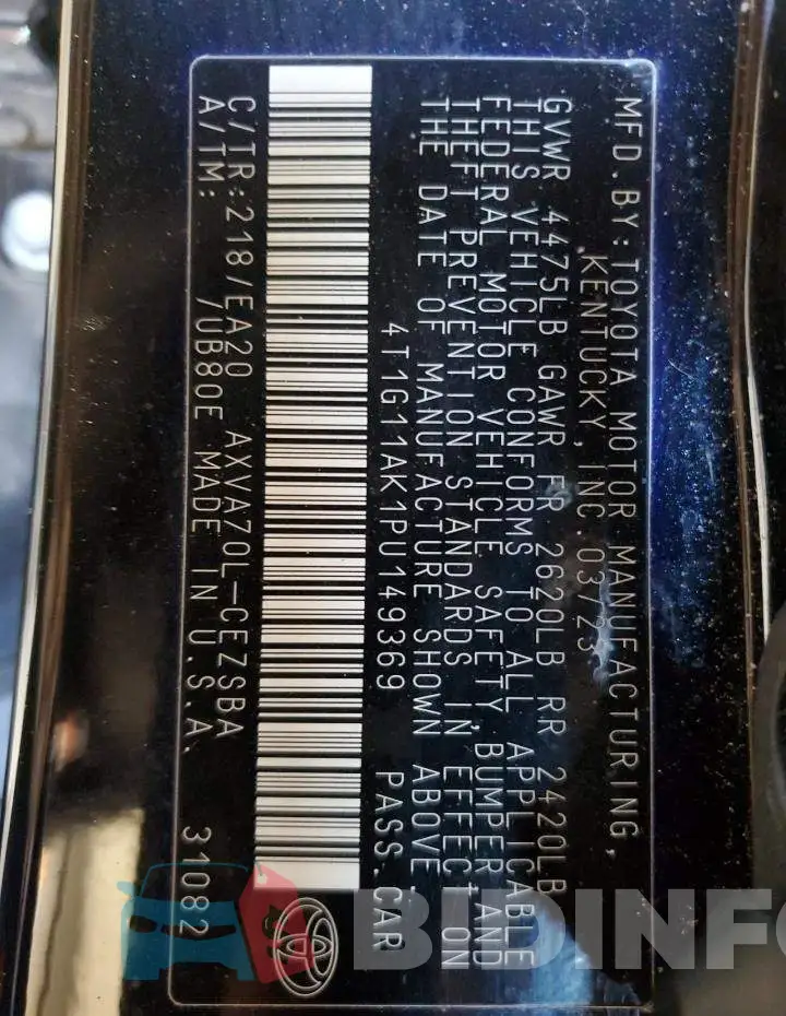 4T1G11AK1PU149369 Photo# 13