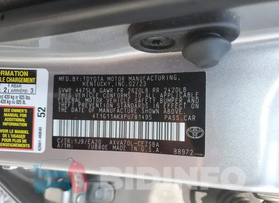 4T1G11AKXPU781495 Photo# 12