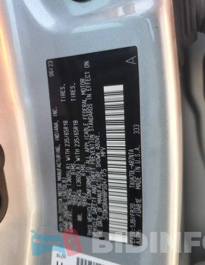 5TDKDRAH8PS047175 Photo# 12