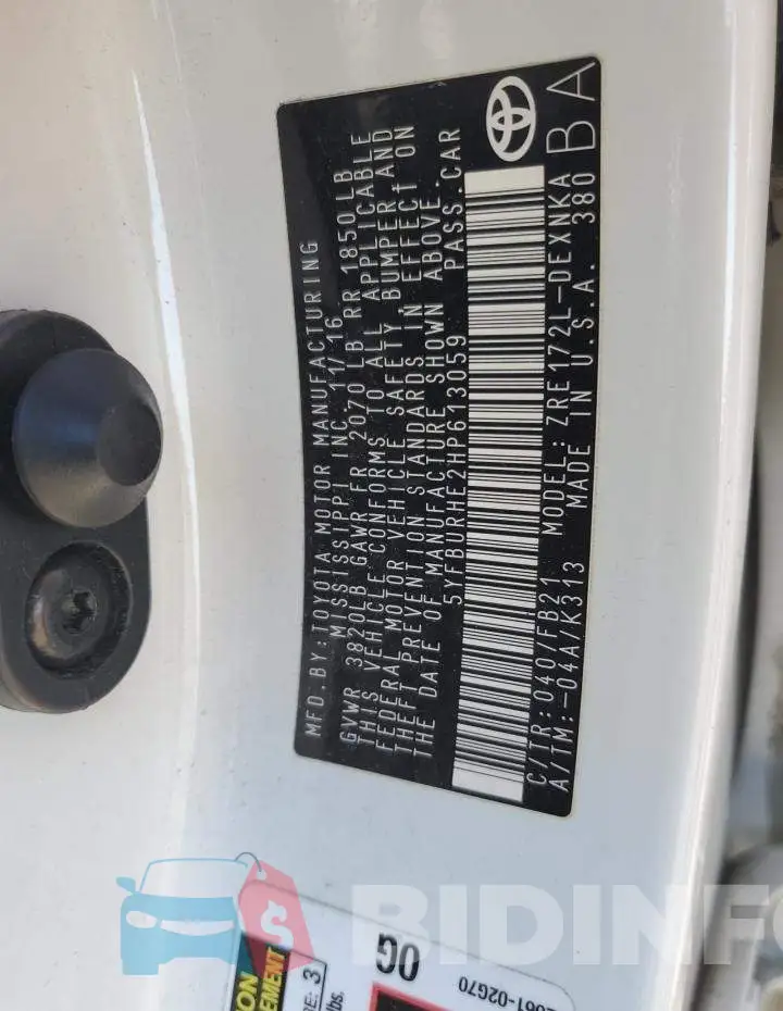 5YFBURHE2HP613059 Photo# 12