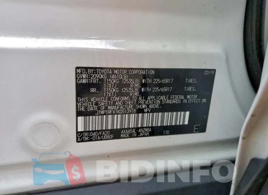 JTMP1RFV1KD513918 Photo# 13