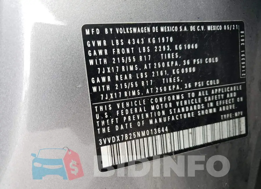 3VVDX7B25NM013644 Photo# 12