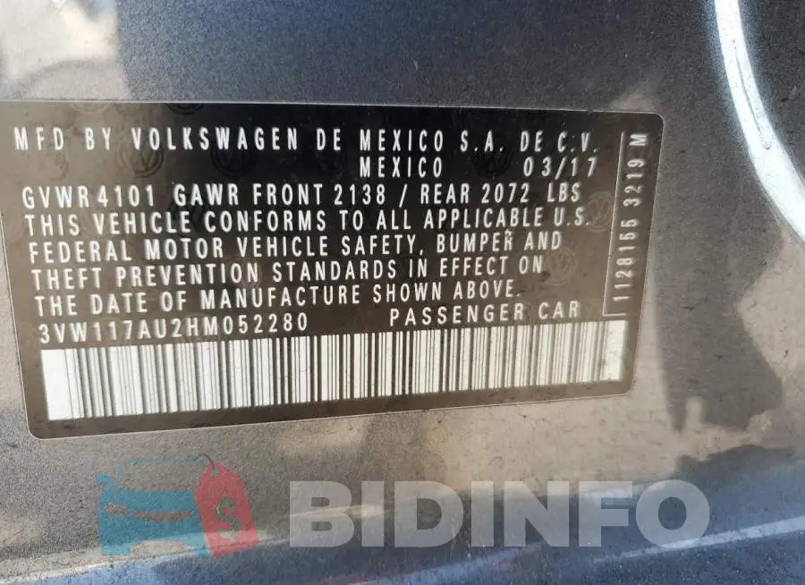 3VW117AU2HM052280 Photo# 13