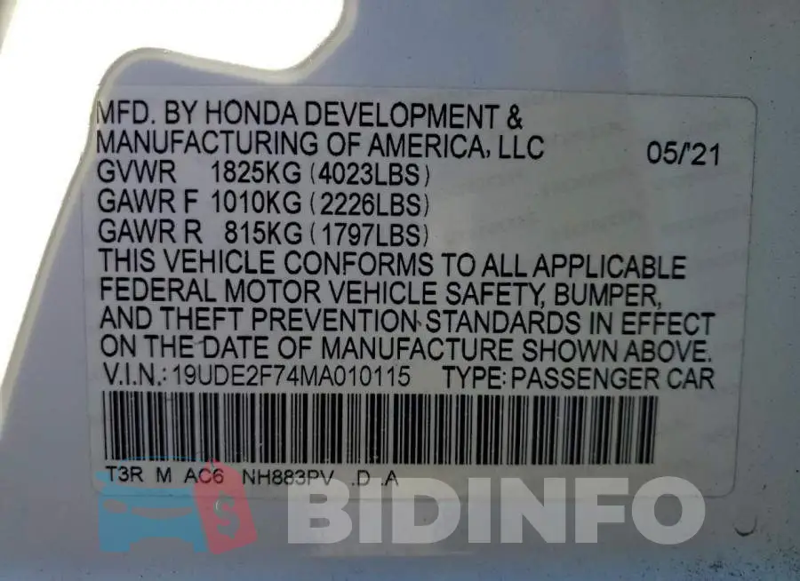 19UDE2F74MA010115 Photo# 12