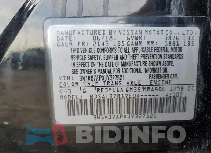 3N1AB7APXJY327521 Photo# 12
