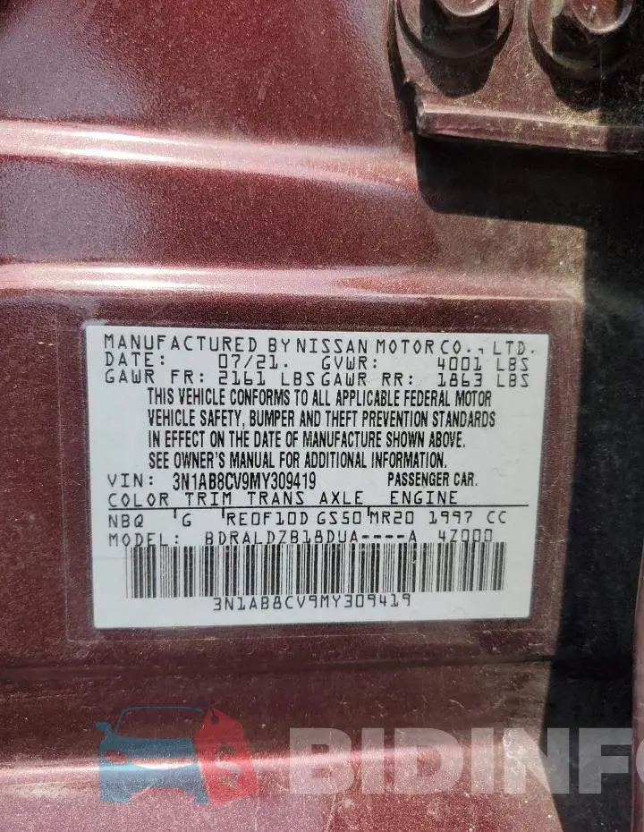 3N1AB8CV9MY309419 Photo# 12