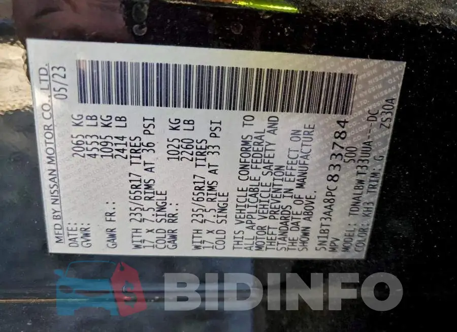 5N1BT3AA8PC833784 Photo# 14