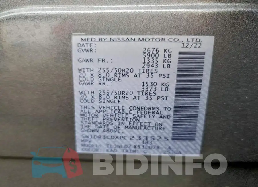 5N1DR3CDXPC233525 Photo# 13