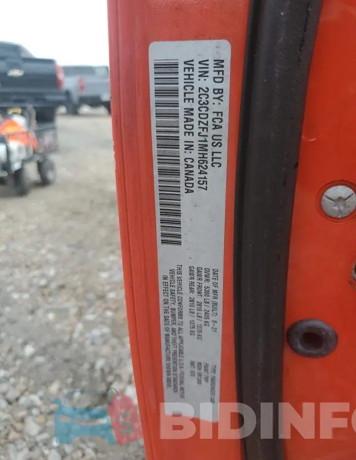 2C3CDZFJ1MH624157 Photo# 12