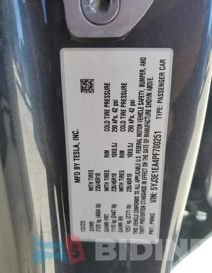 5YJ3E1EA4PF700251 Photo# 13