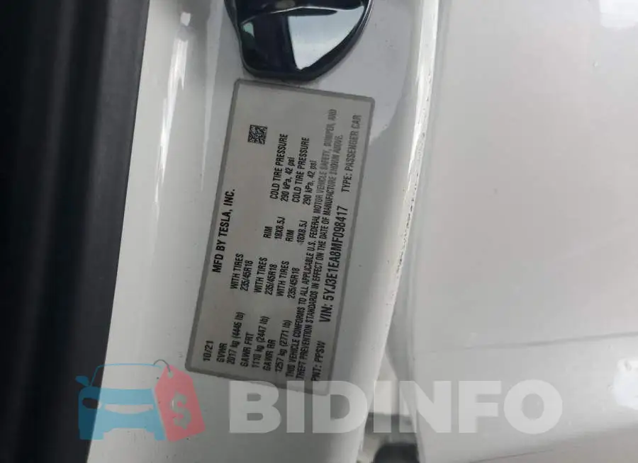 5YJ3E1EA8MF098417 Photo# 14