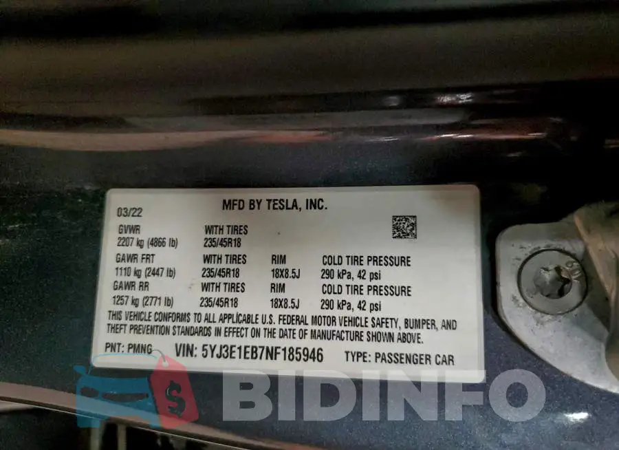 5YJ3E1EB7NF185946 Photo# 12