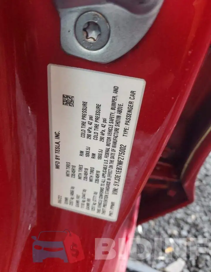 5YJ3E1EB7NF275002 Photo# 12