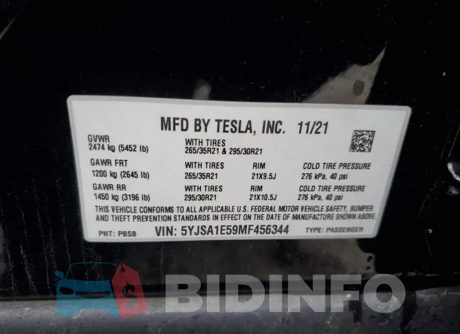 5YJSA1E59MF456344 Photo# 12