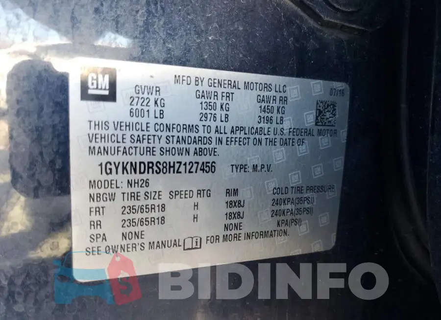1GYKNDRS8HZ127456 Photo# 13