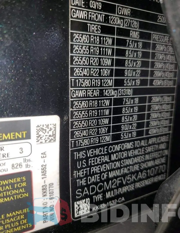 SADCM2FV5KA610770 Photo# 13