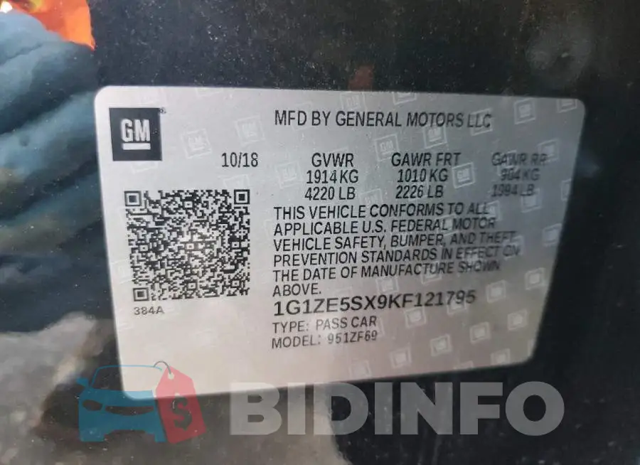 1G1ZE5SX9KF121795 Photo# 12