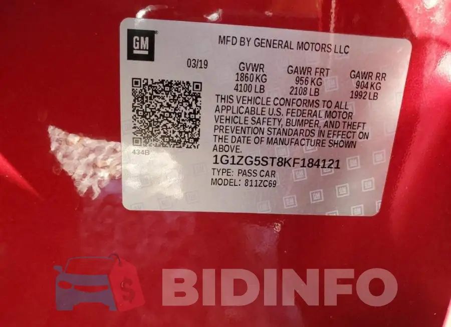 1G1ZG5ST8KF184121 Photo# 12