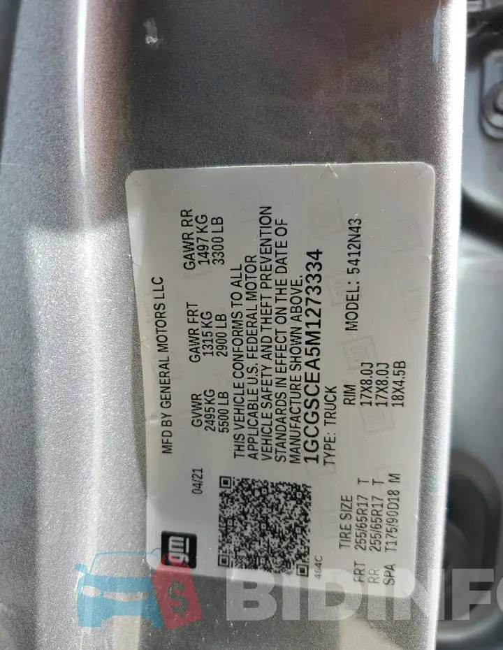 1GCGSCEA5M1273334 Photo# 12