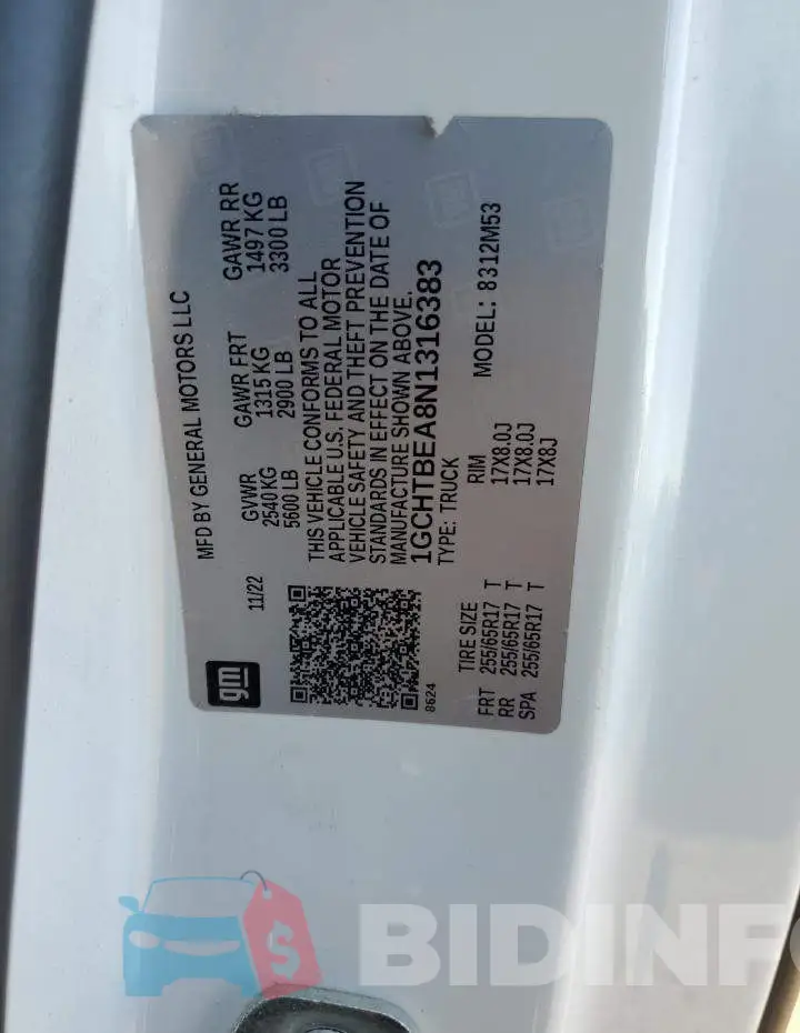 1GCHTBEA8N1316383 Photo# 12