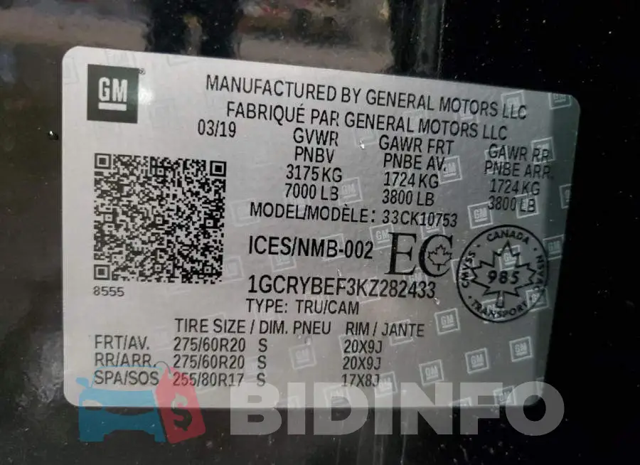 1GCRYBEF3KZ282433 Photo# 12
