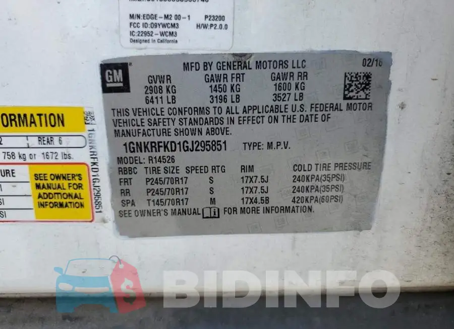 1GNKRFKD1GJ295851 Photo# 13