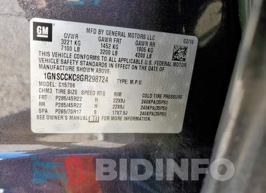 1GNSCCKC8GR298724 Photo# 14