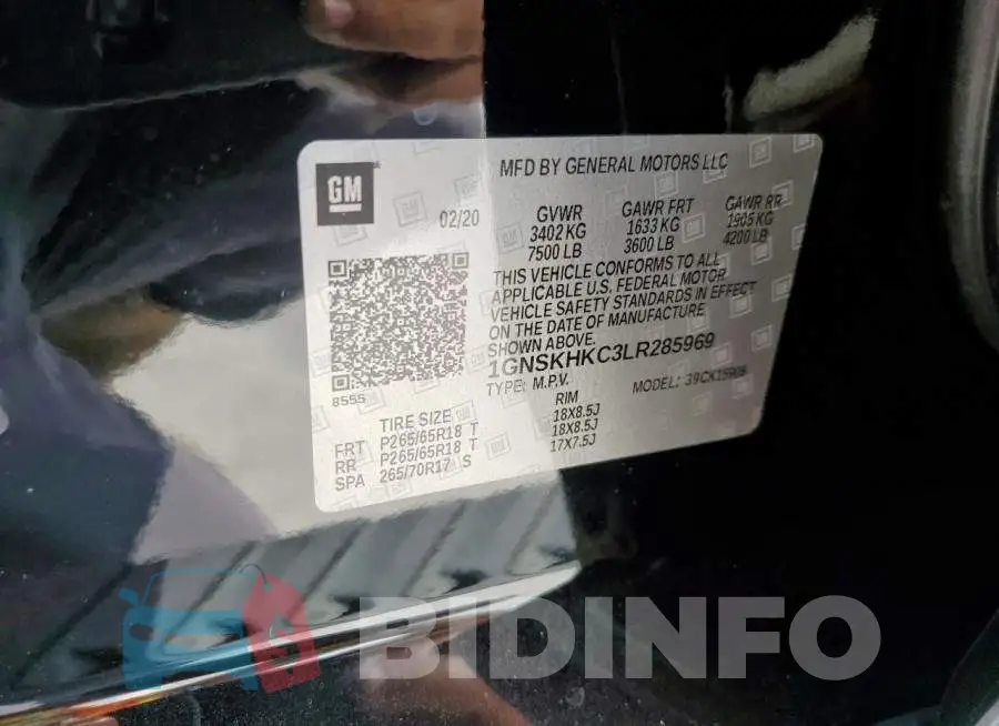 1GNSKHKC3LR285969 Photo# 13