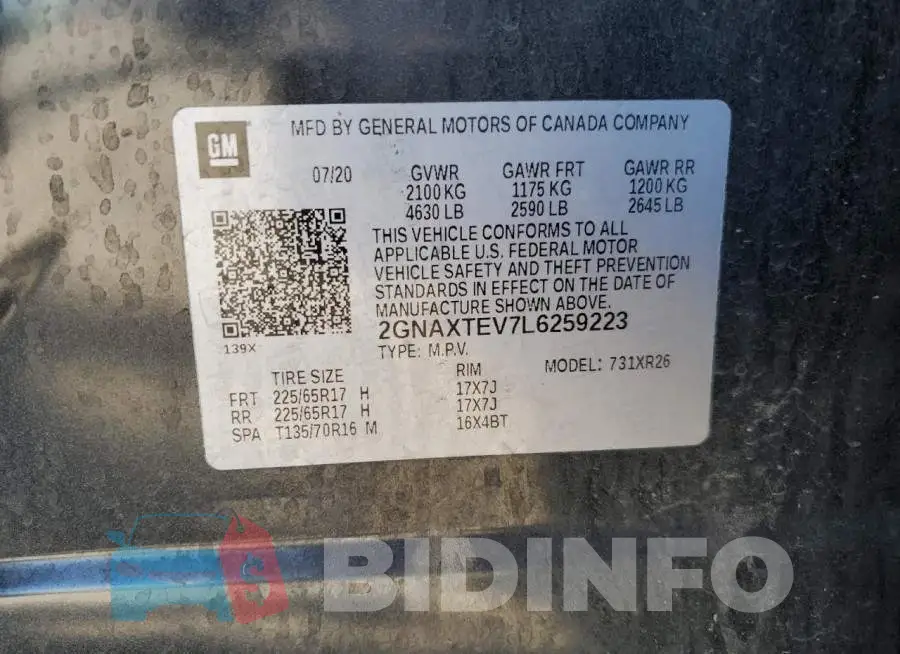 2GNAXTEV7L6259223 Photo# 12