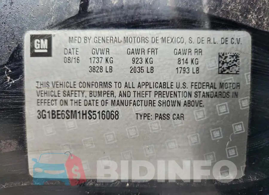 3G1BE6SM1HS516068 Photo# 12