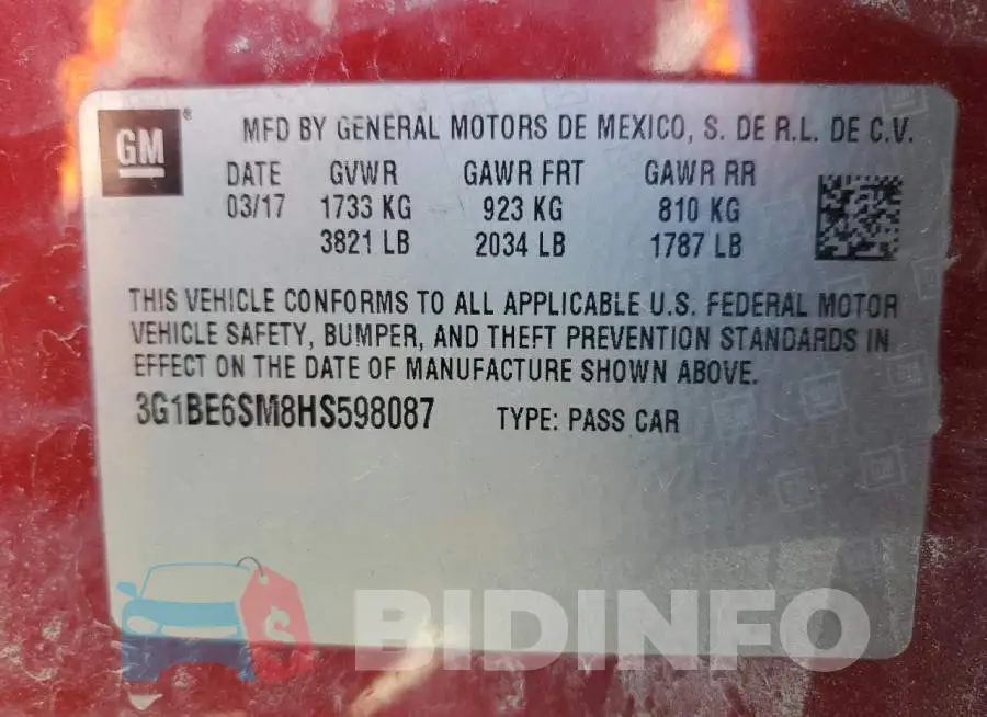 3G1BE6SM8HS598087 Photo# 13