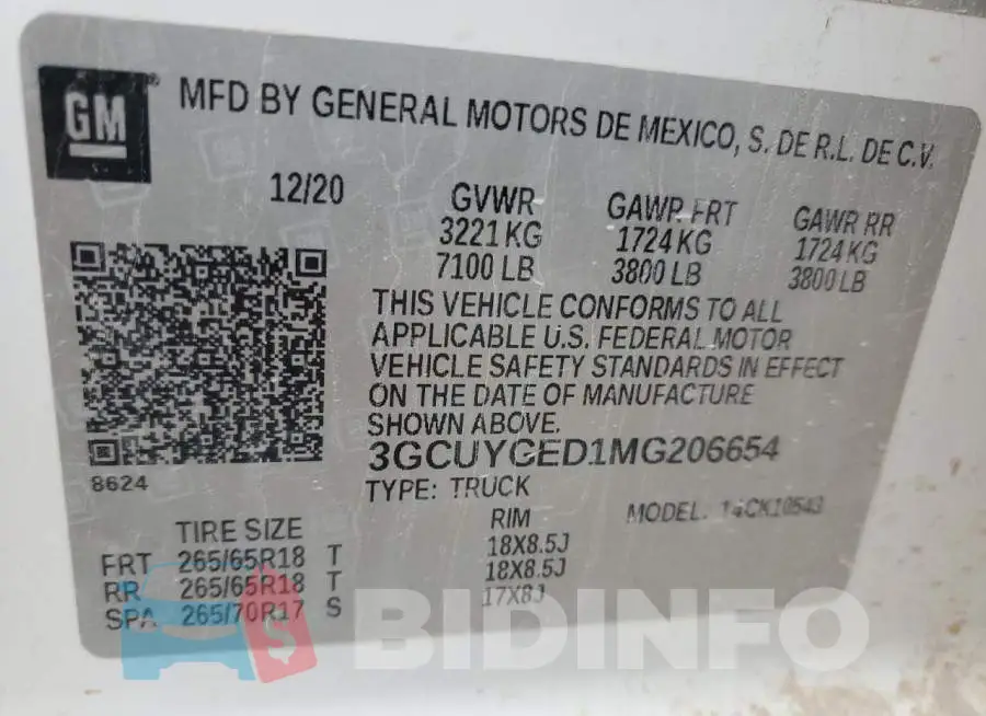 3GCUYGED1MG206654 Photo# 12