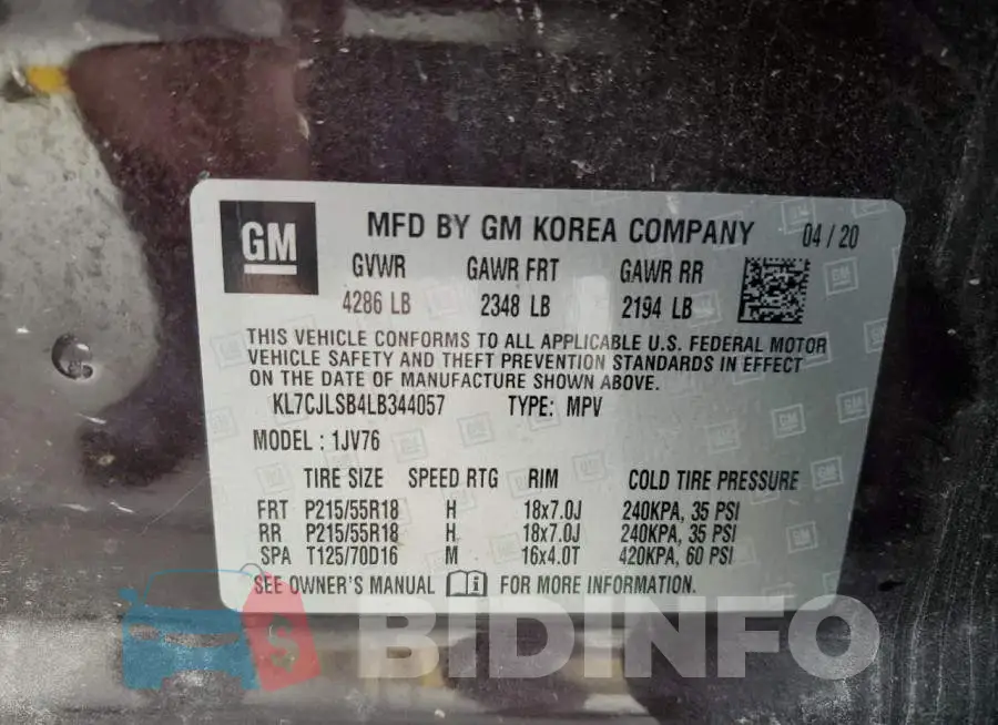 KL7CJLSB4LB344057 Photo# 12