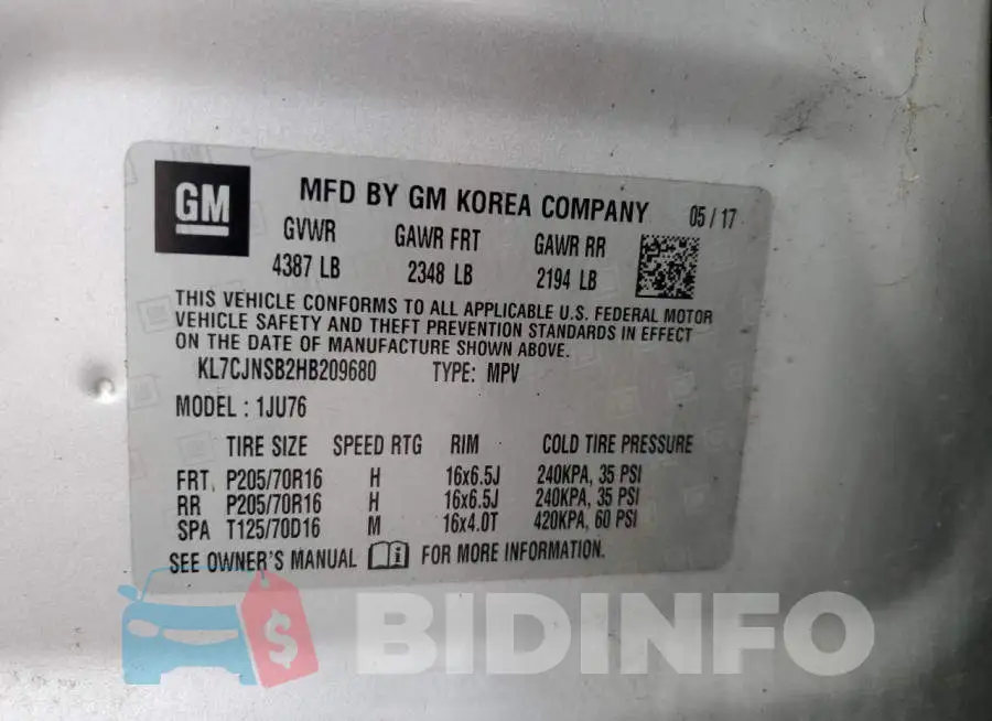 KL7CJNSB2HB209680 Photo# 13