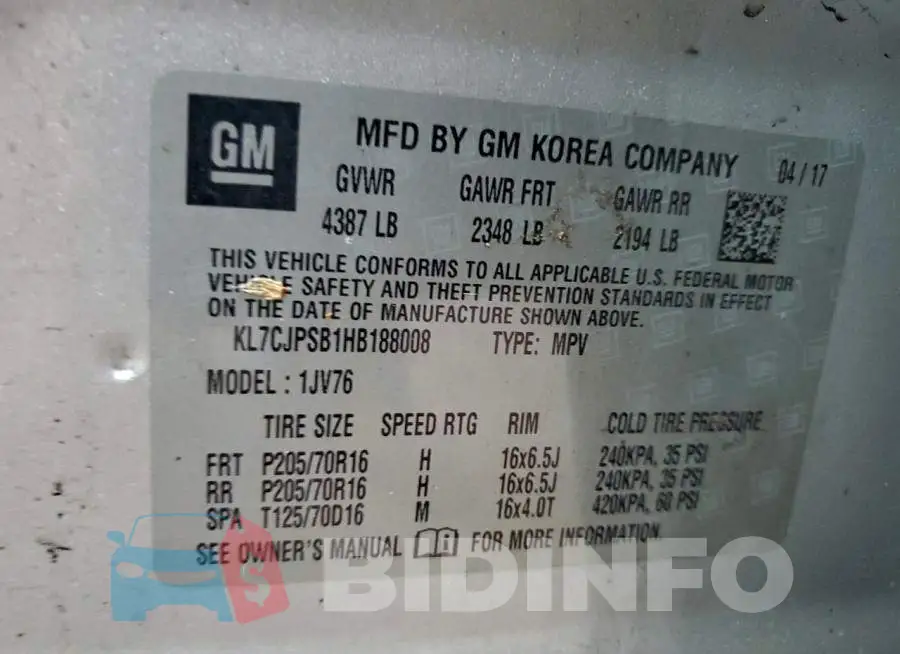 KL7CJPSB1HB188008 Photo# 13