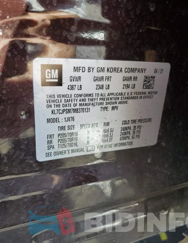 KL7CJPSM7MB370131 Photo# 13